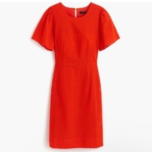J Crew Flutter Sleeve Eyelet Dress 8‎ F1724 Orange